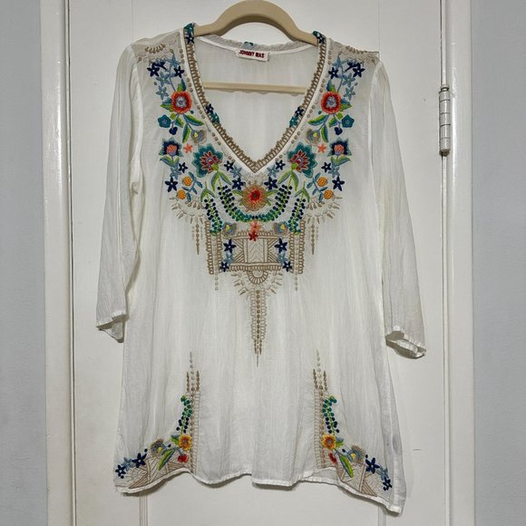 JOHNNY WAS Tropic Embroidered Blouse Size S - Picture 2 of 8